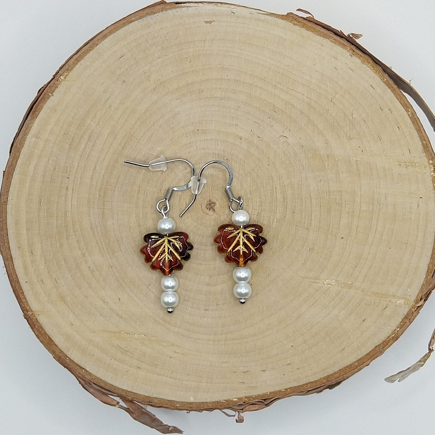 Earrings - Pearls with Imitation Amber