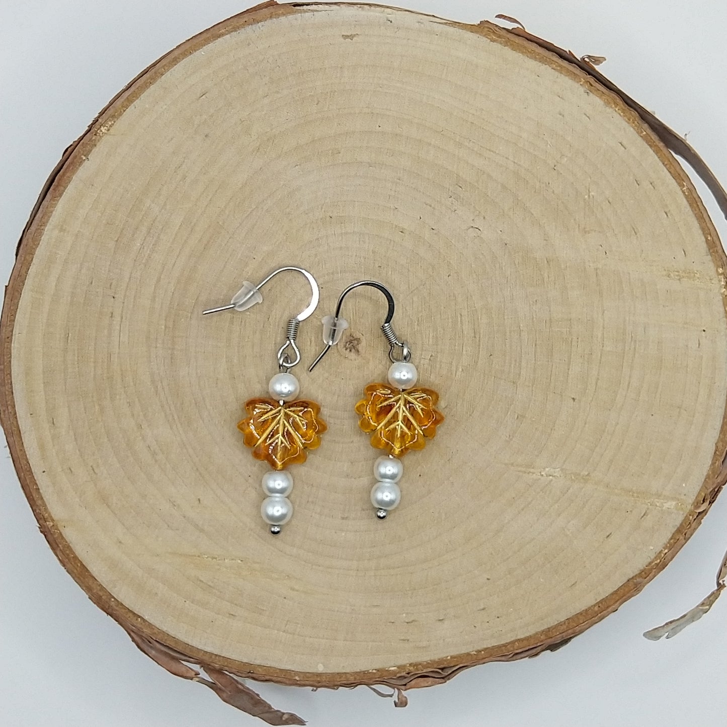 Earrings - Pearls with Imitation Amber