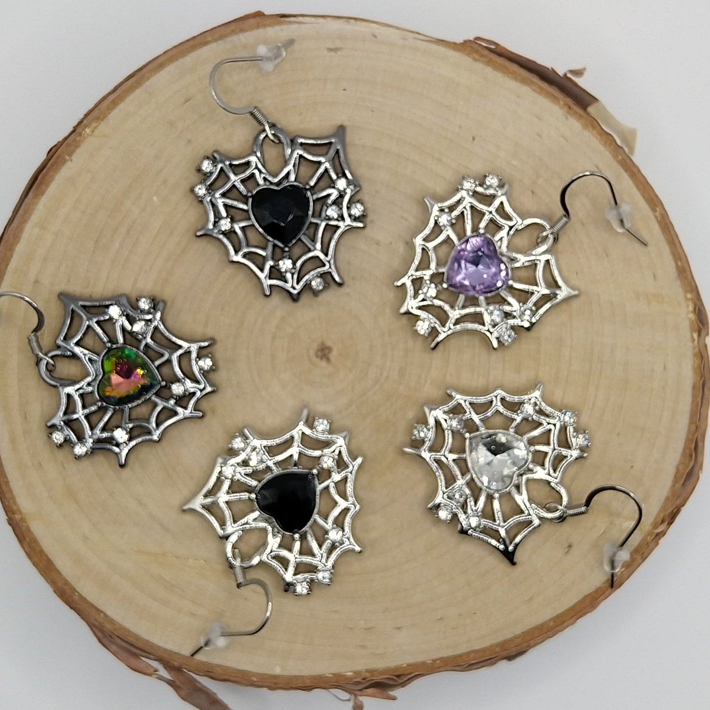 Earrings - Spiderweb with Crystals