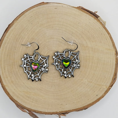 Earrings - Spiderweb with Crystals