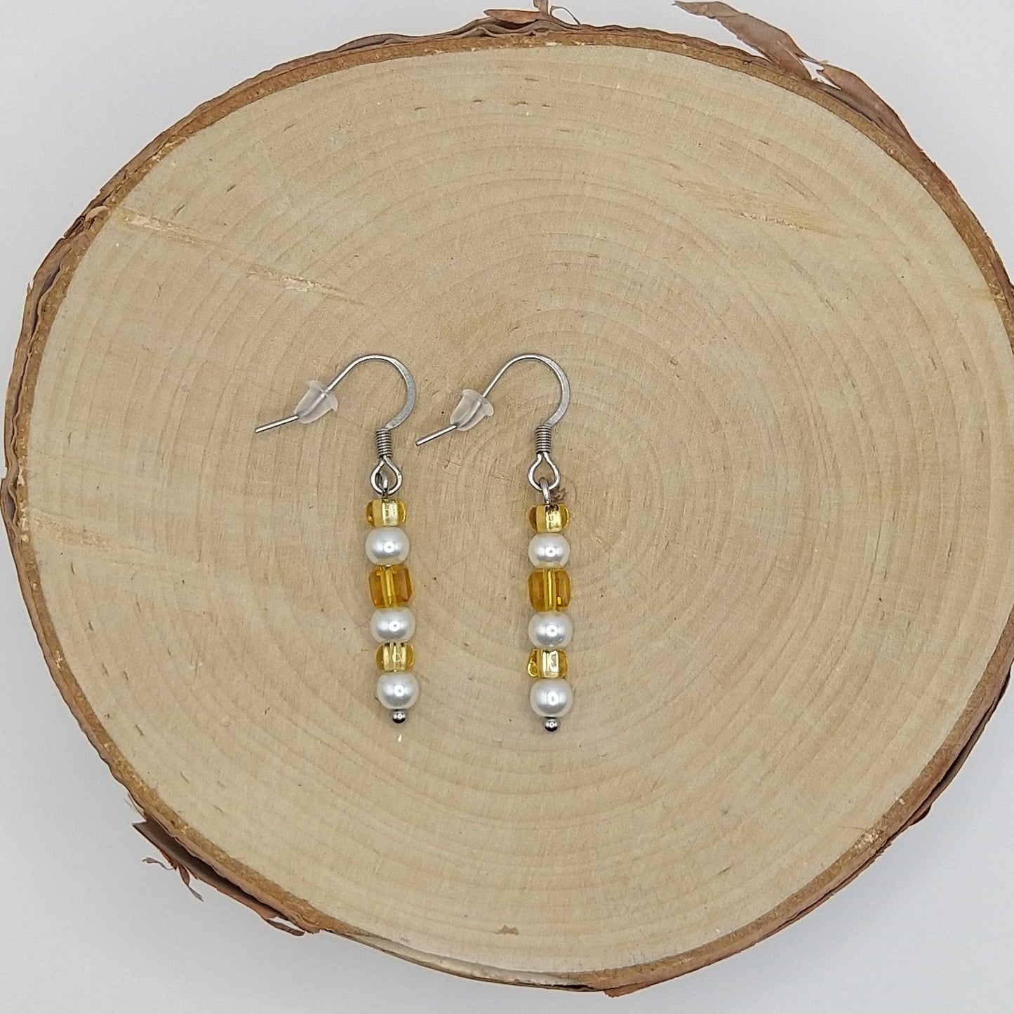 Earrings - Glass Cubes with Pearls