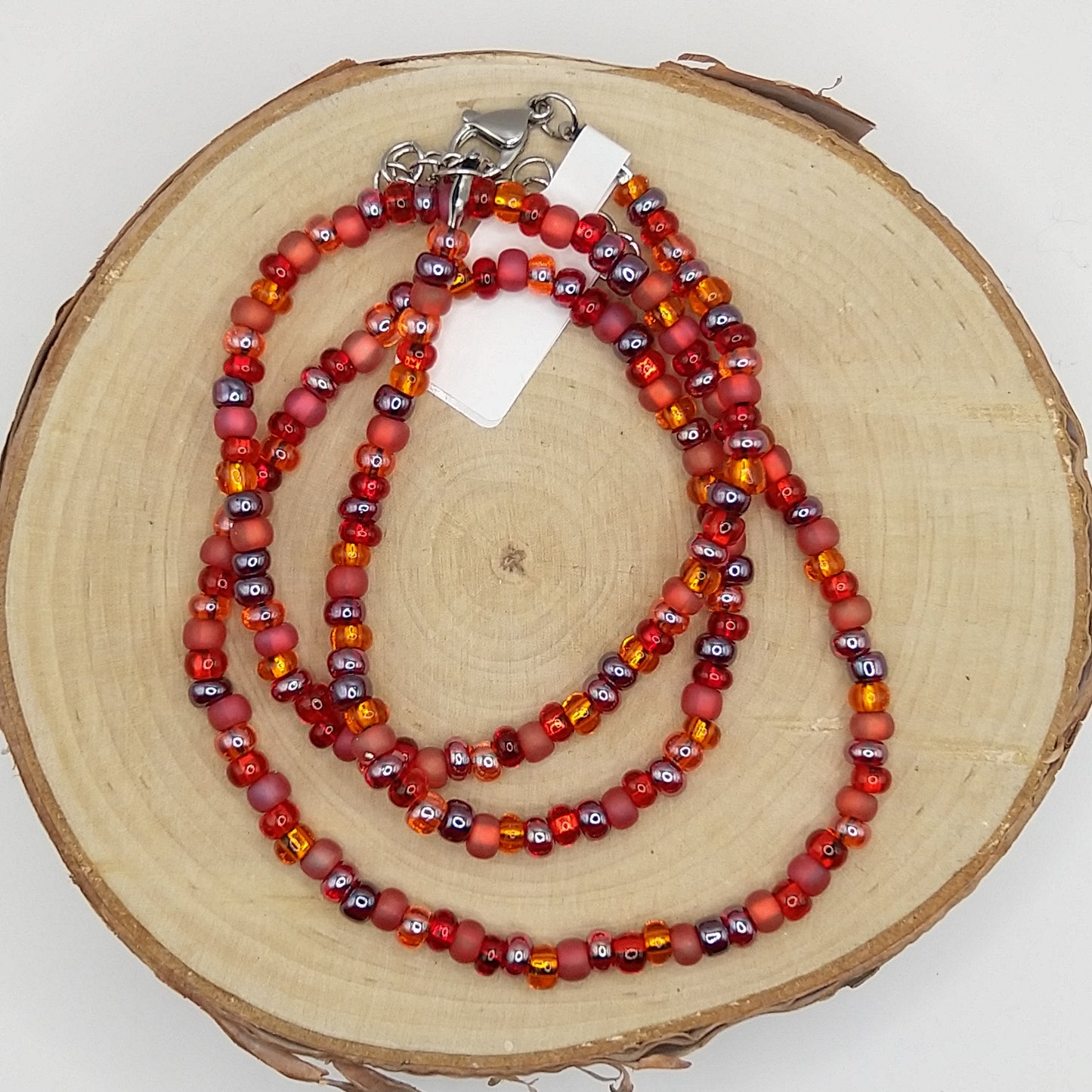 String Bead Necklace - Red Medley