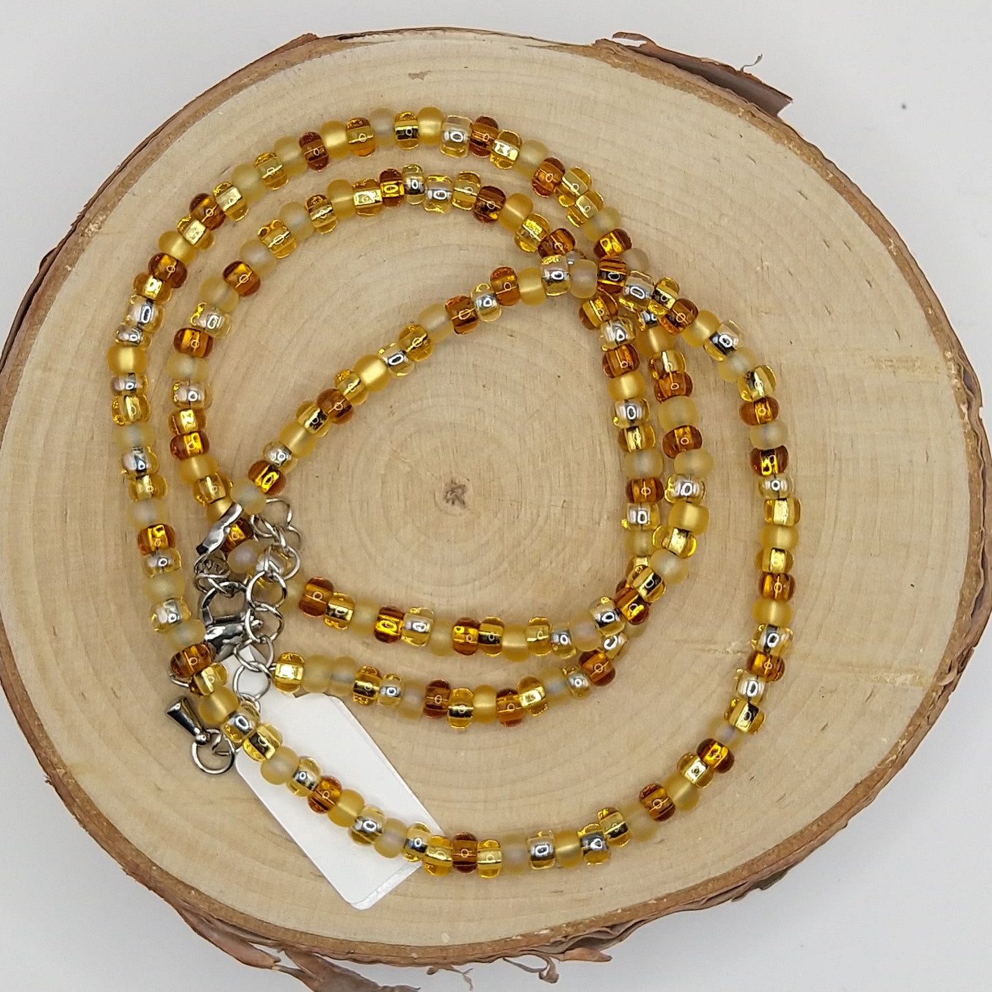 String Bead Necklace - Topaz Honeybee