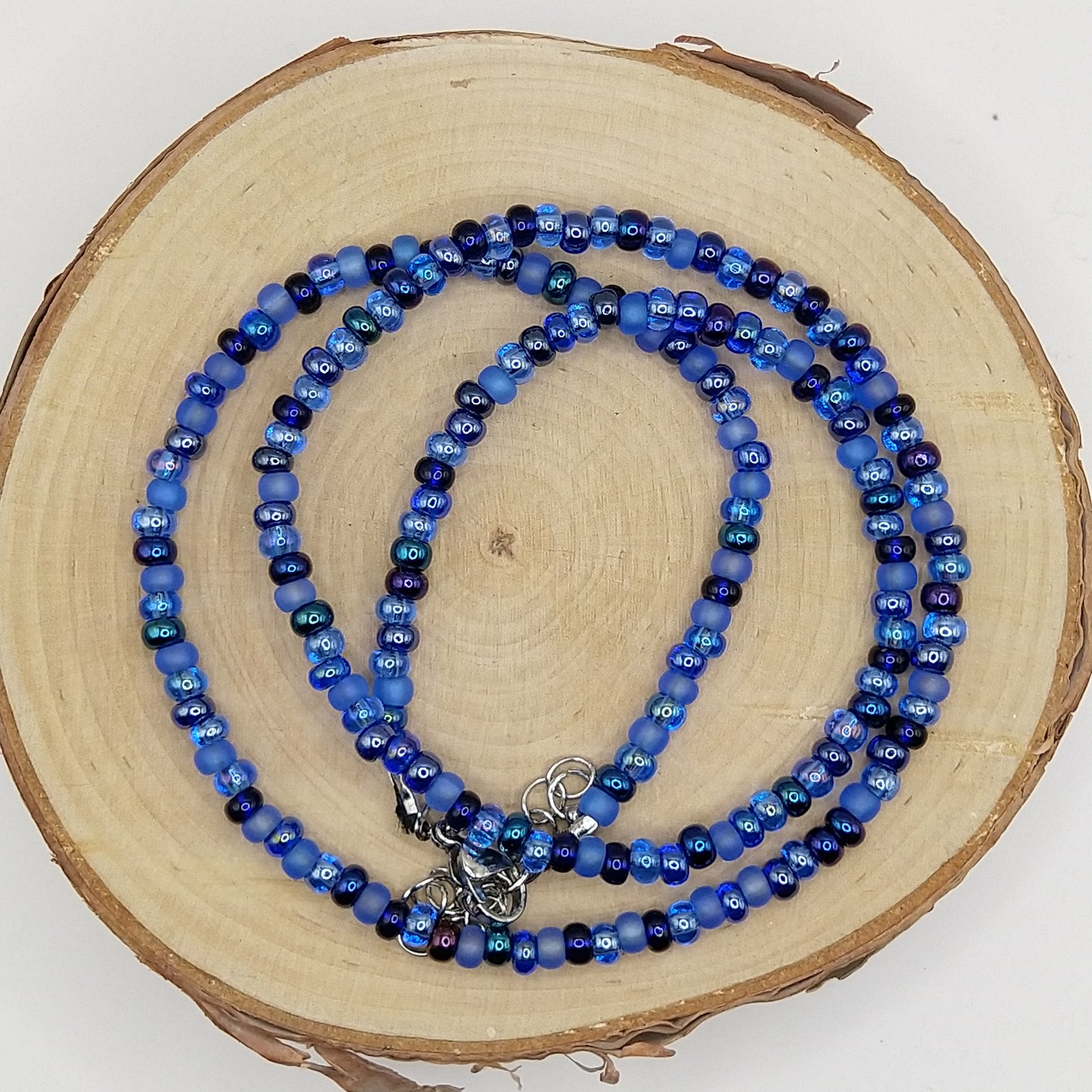 String Bead Necklace - Night Blue