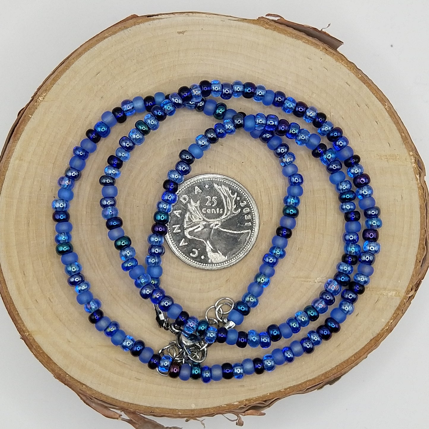 String Bead Necklace - Night Blue