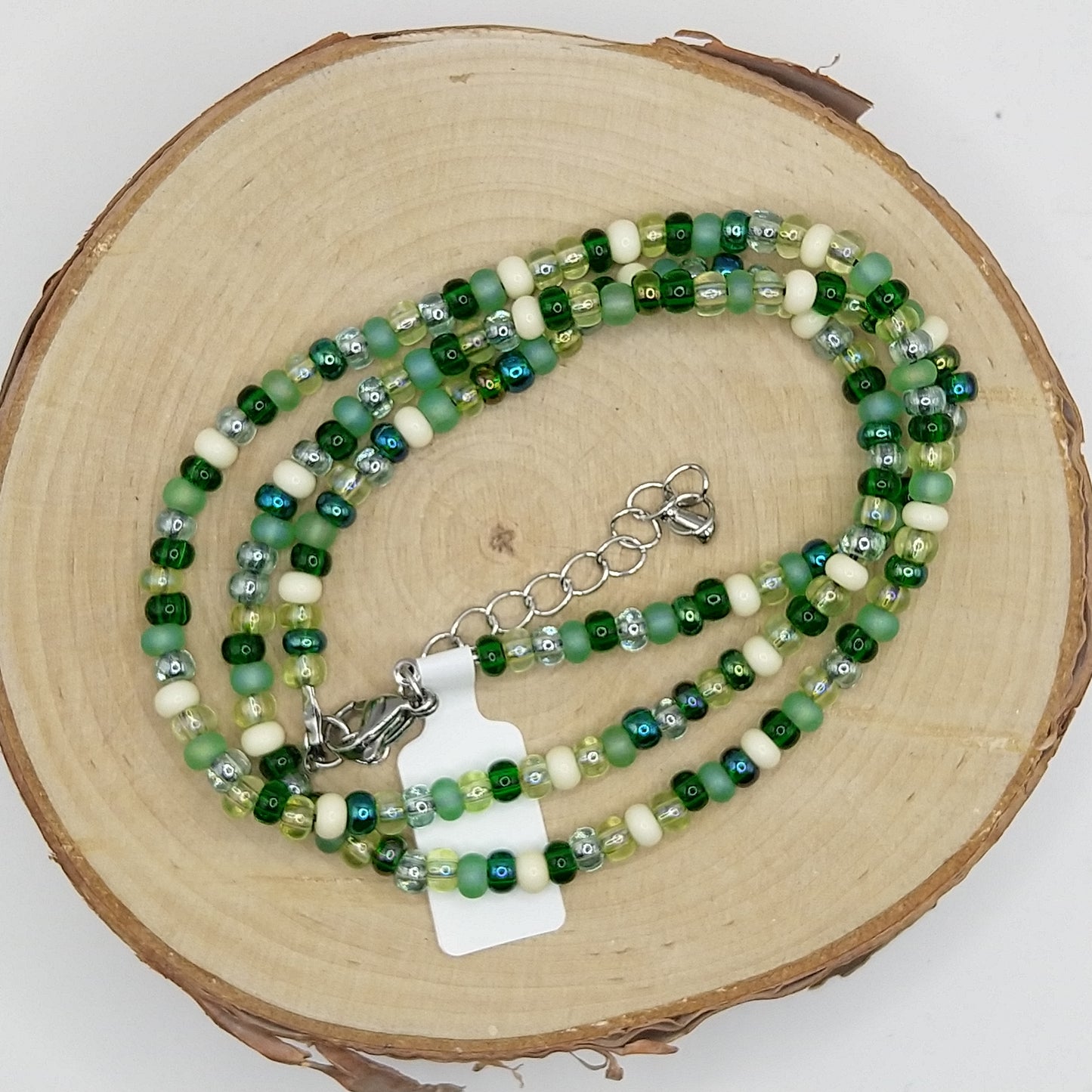 String Bead Necklace - Spring Green