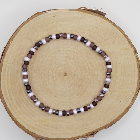 String Bead Bracelet - Amethyst Mix
