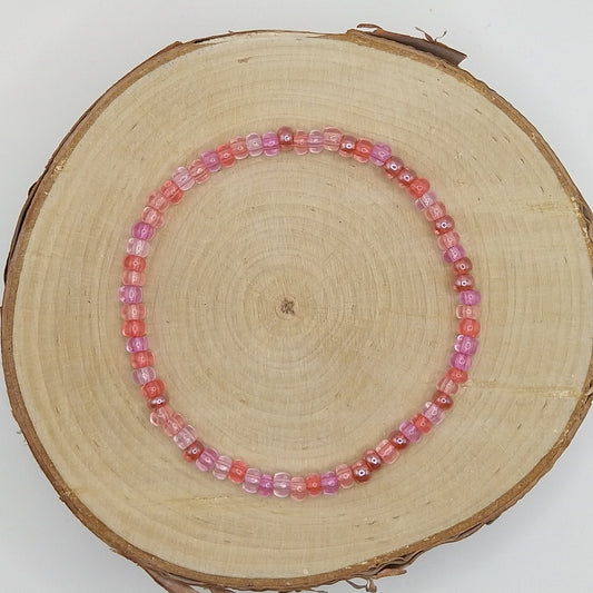 String Bead Bracelet - Pink Lustered