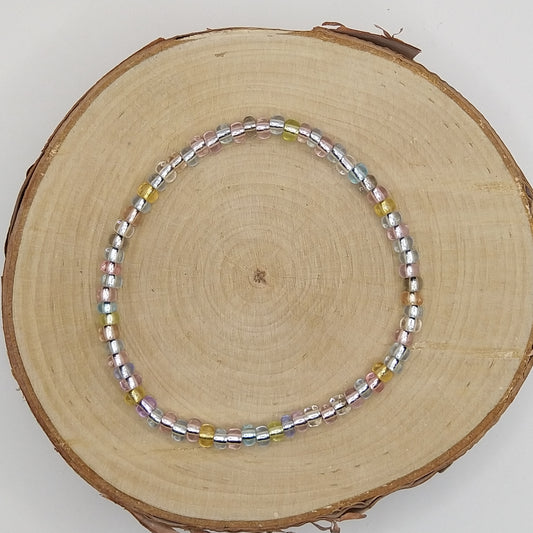 String Bead Bracelet - Pastel Mix Silver Lined