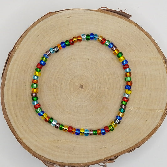 String Bead Bracelet - Multi Color Silver Lined