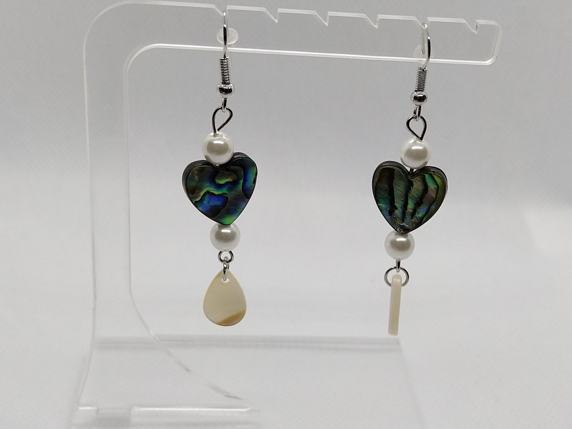 Earrings - Abalone Hearts - tinartist - beaded jewelry