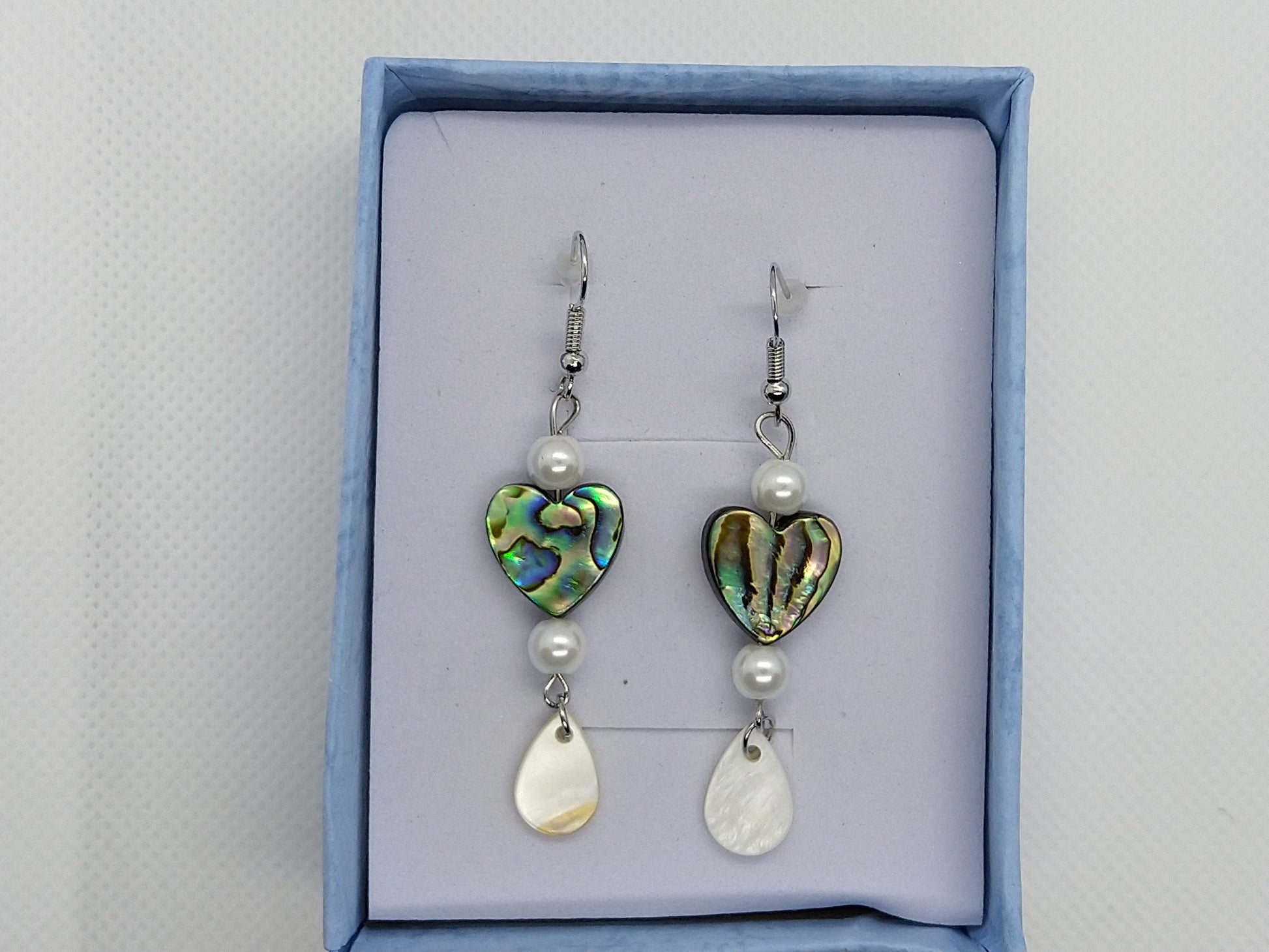 Earrings - Abalone Hearts - tinartist - beaded jewelry