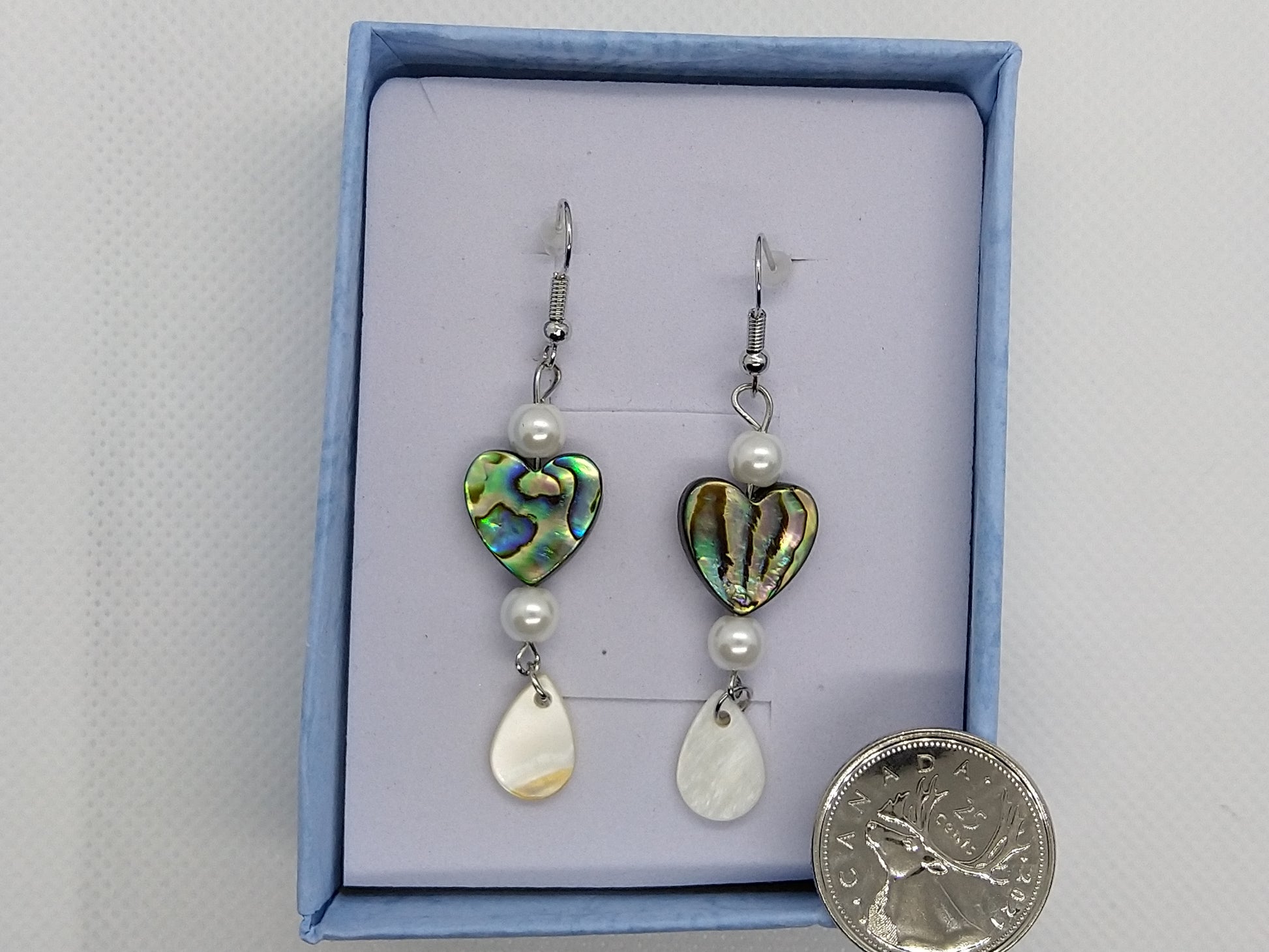 Earrings - Abalone Hearts - tinartist - beaded jewelry