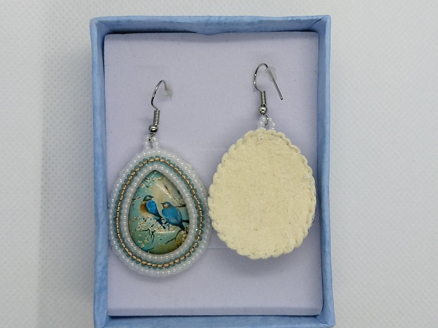 Earrings - Blue Birds - tinartist - beaded jewelry