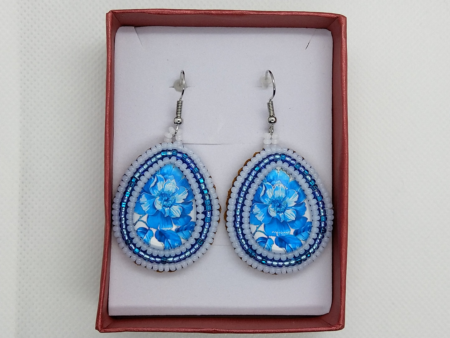 Earrings - Blue Flower - tinartist - beaded jewelry