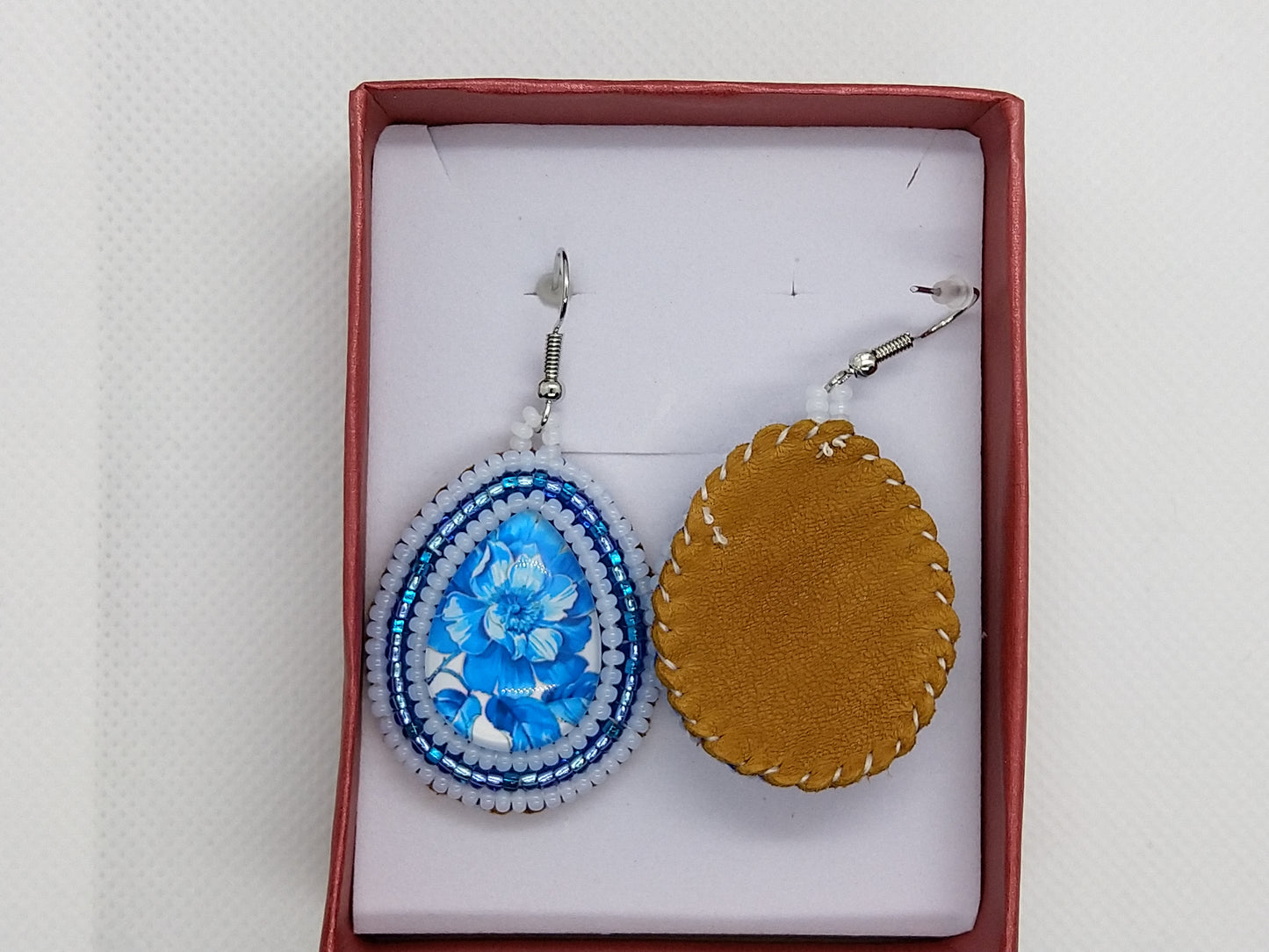 Earrings - Blue Flower - tinartist - beaded jewelry