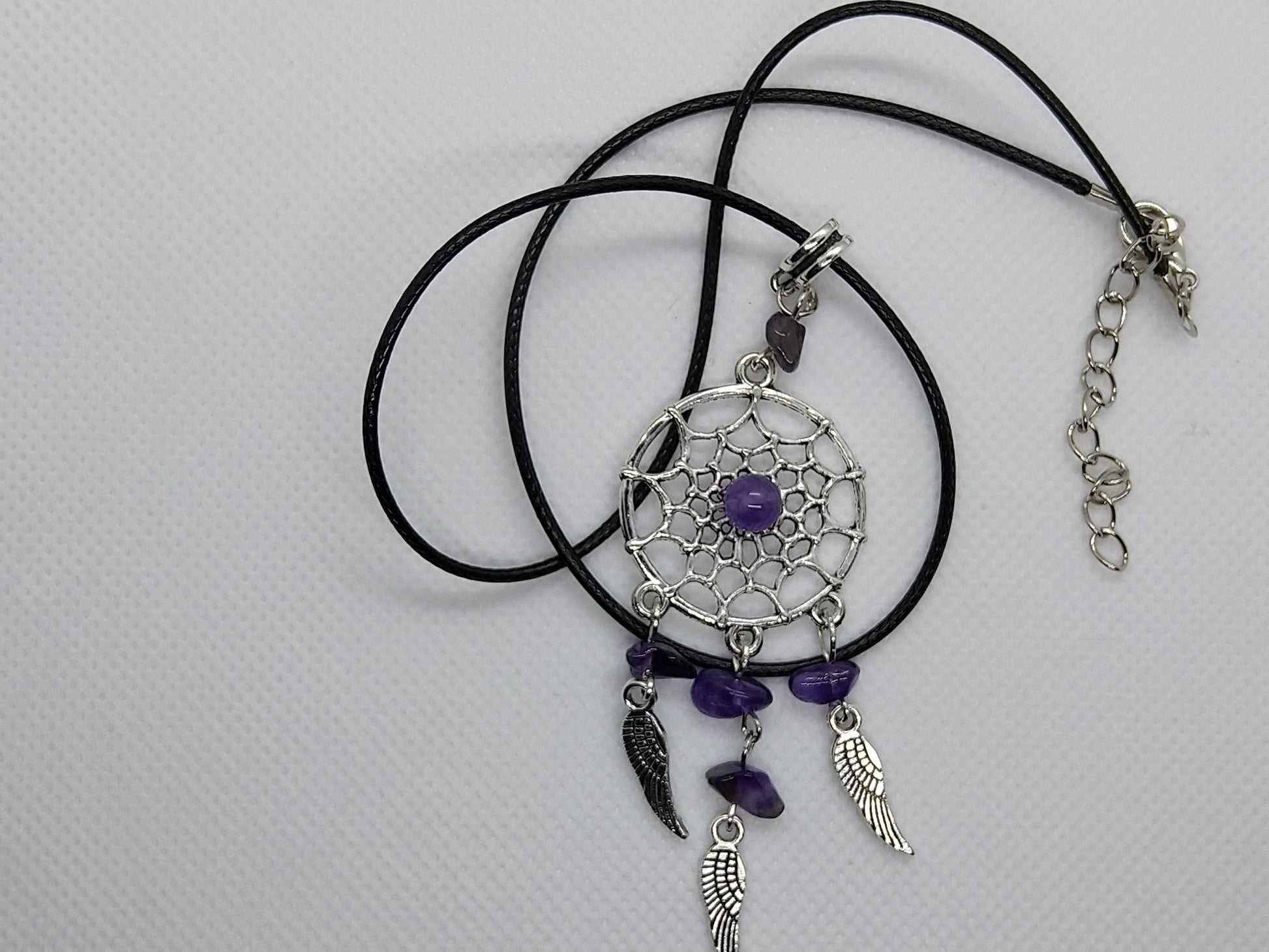 Necklace - Dream Catcher w/Amethyst - tinartist - beaded jewelry