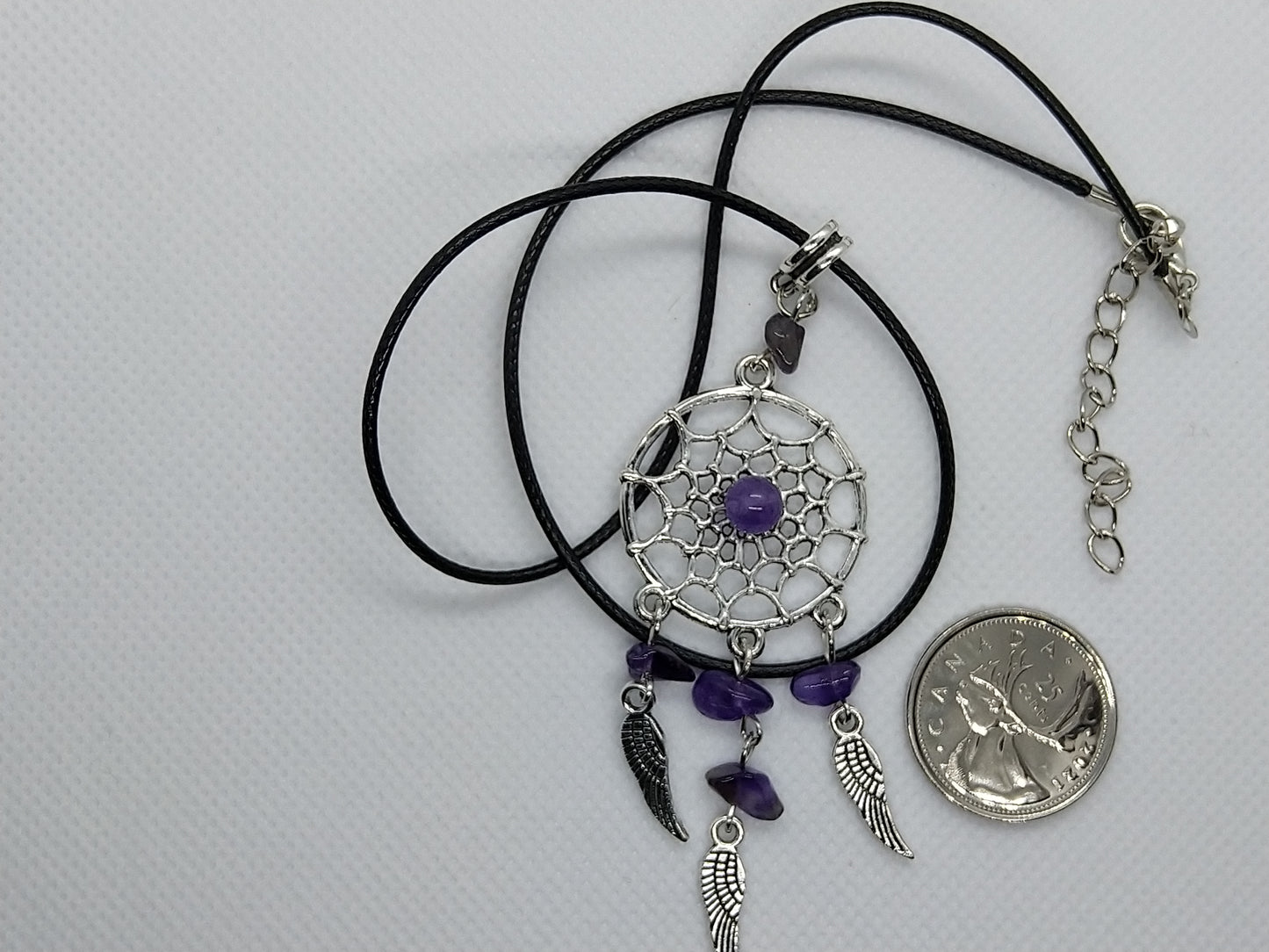 Necklace - Dream Catcher w/Amethyst - tinartist - beaded jewelry