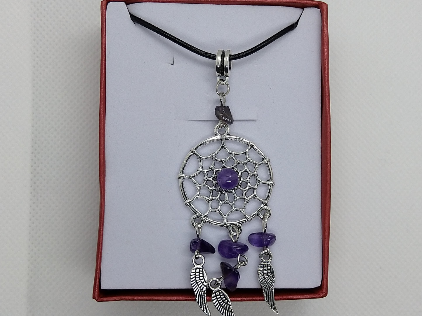 Necklace - Dream Catcher w/Amethyst - tinartist - beaded jewelry