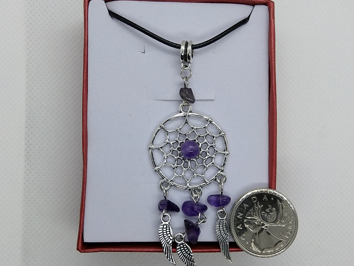 Necklace - Dream Catcher w/Amethyst - tinartist - beaded jewelry