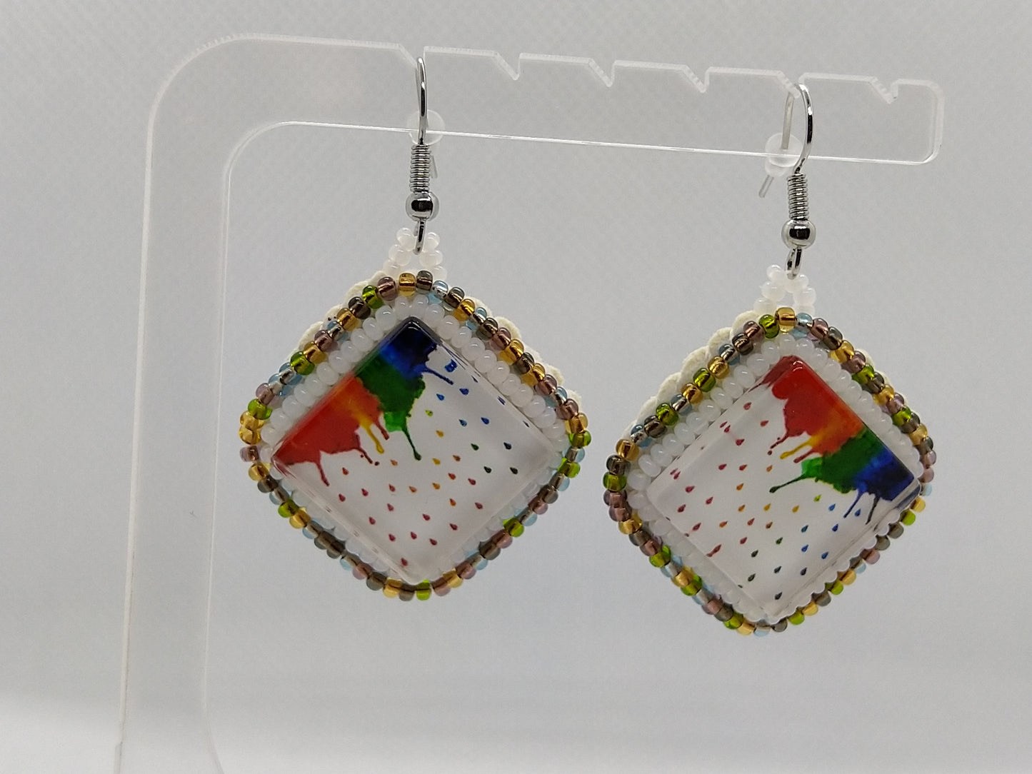 Earrings - Rainbow - tinartist - beaded jewelry