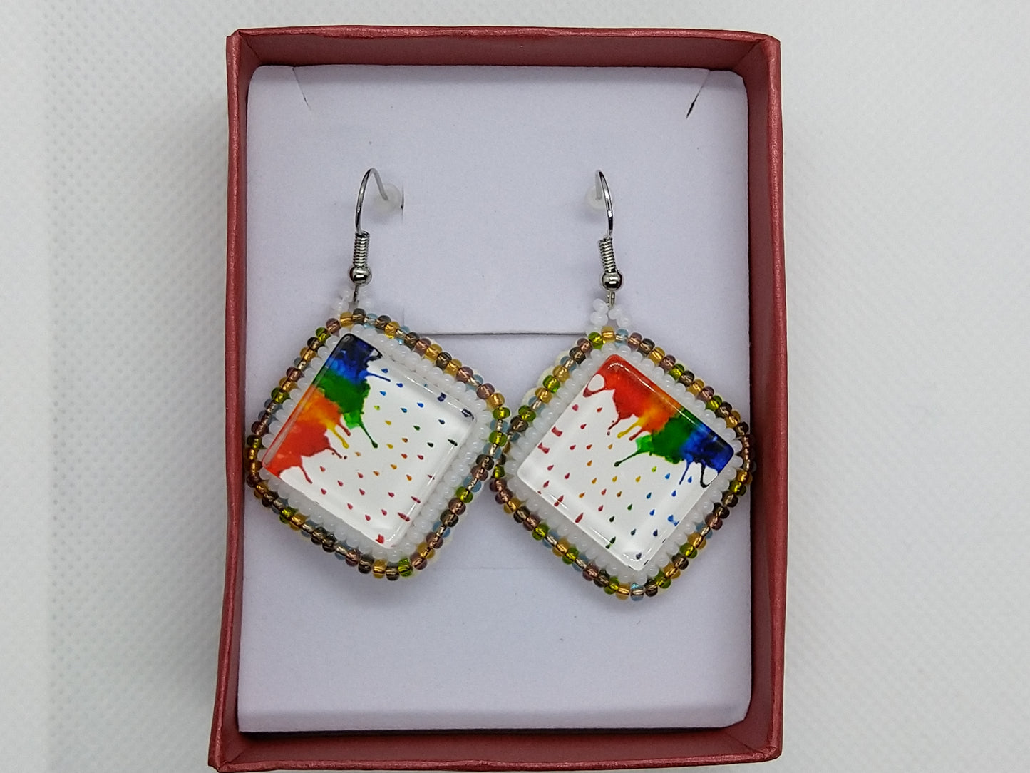 Earrings - Rainbow - tinartist - beaded jewelry