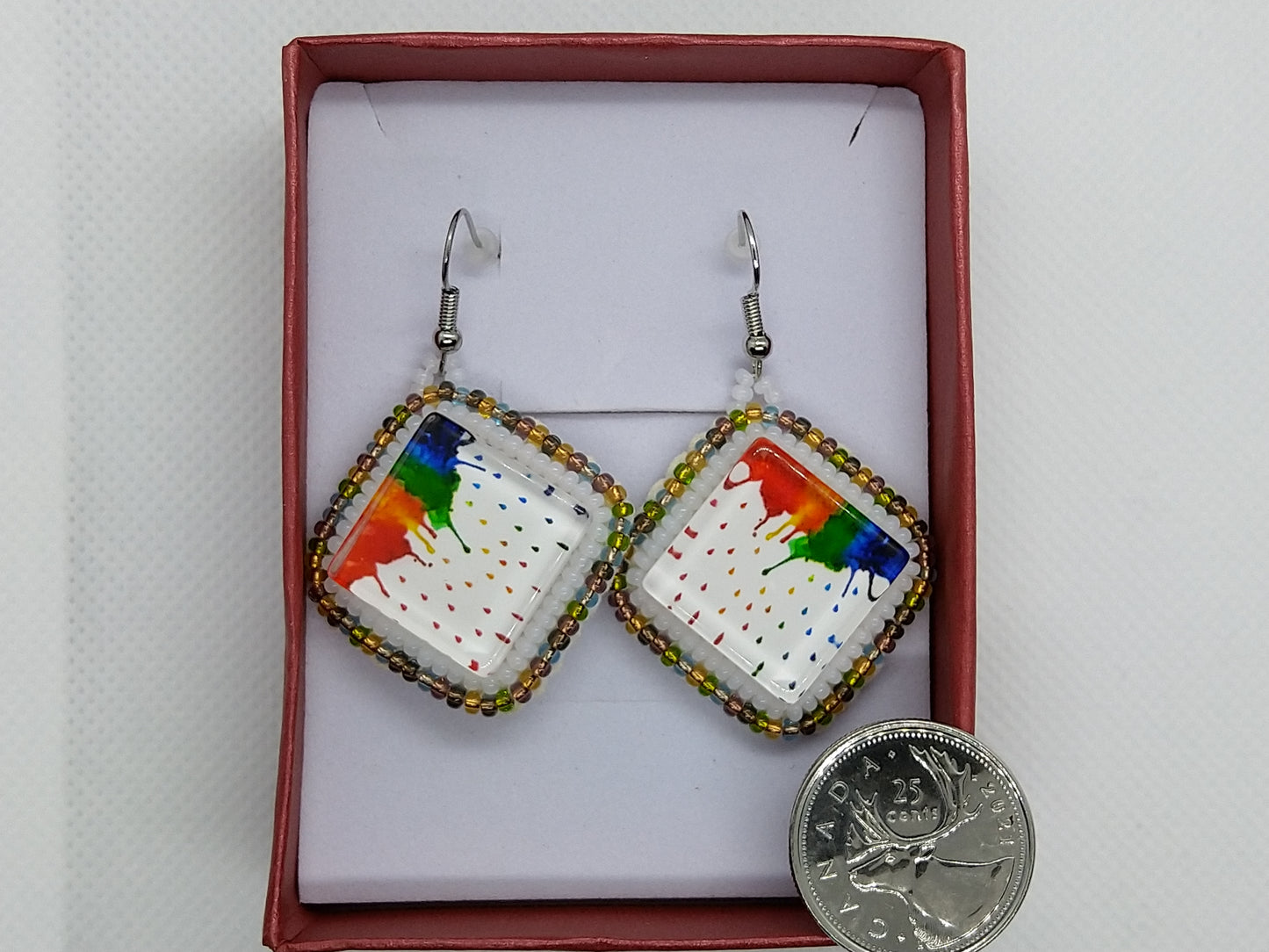 Earrings - Rainbow - tinartist - beaded jewelry