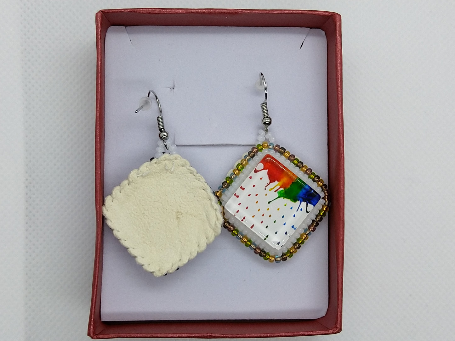 Earrings - Rainbow - tinartist - beaded jewelry