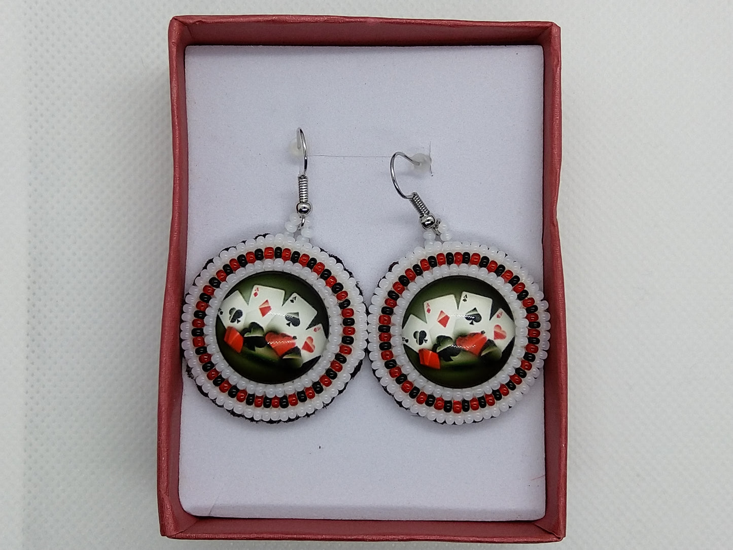 Earrings - Poker Night - tinartist - beaded jewelry