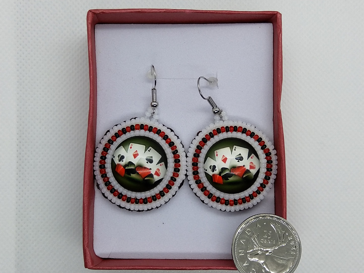 Earrings - Poker Night - tinartist - beaded jewelry