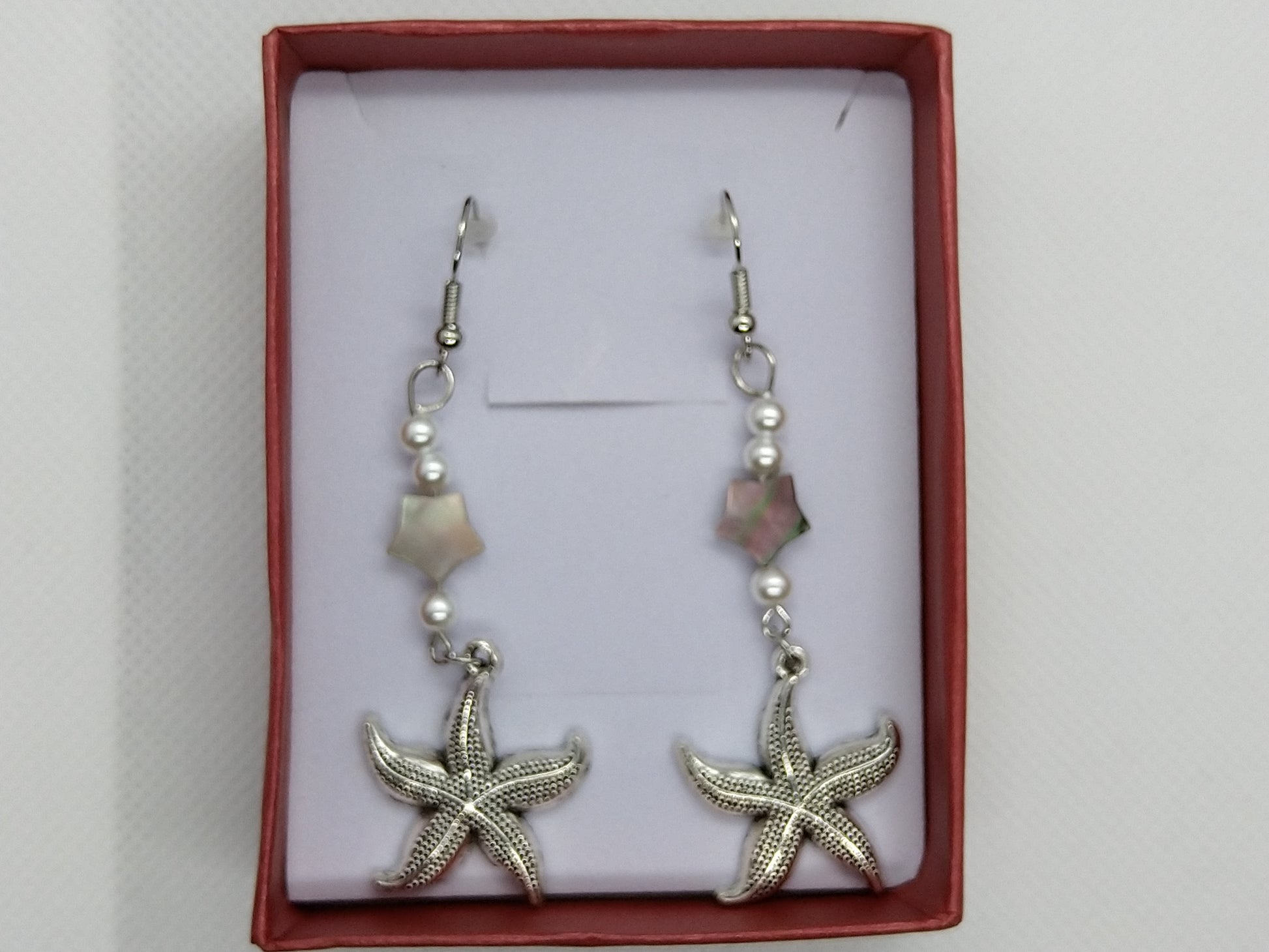 Earrings - Starfish - tinartist - beaded jewelry