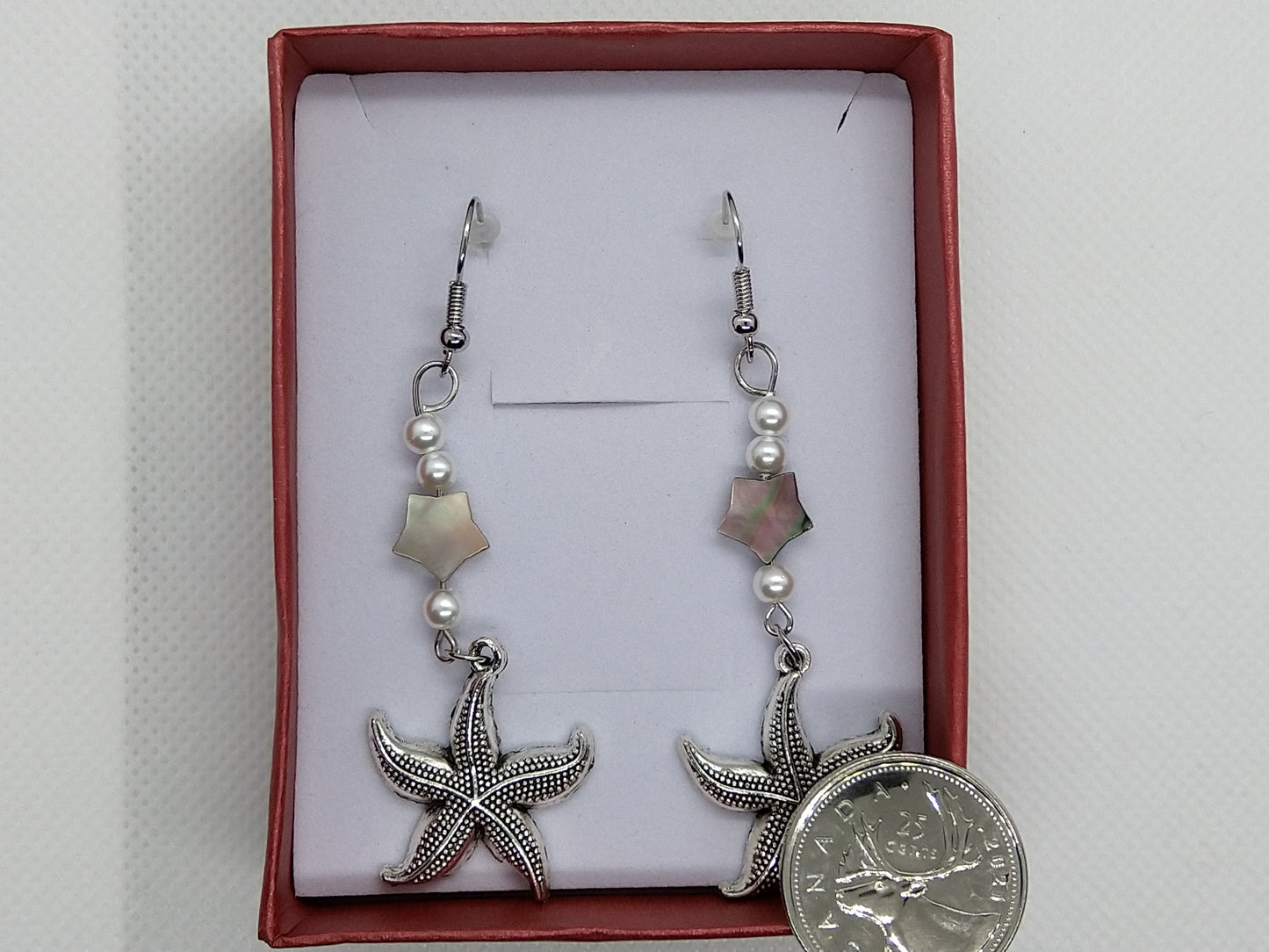 Earrings - Starfish - tinartist - beaded jewelry