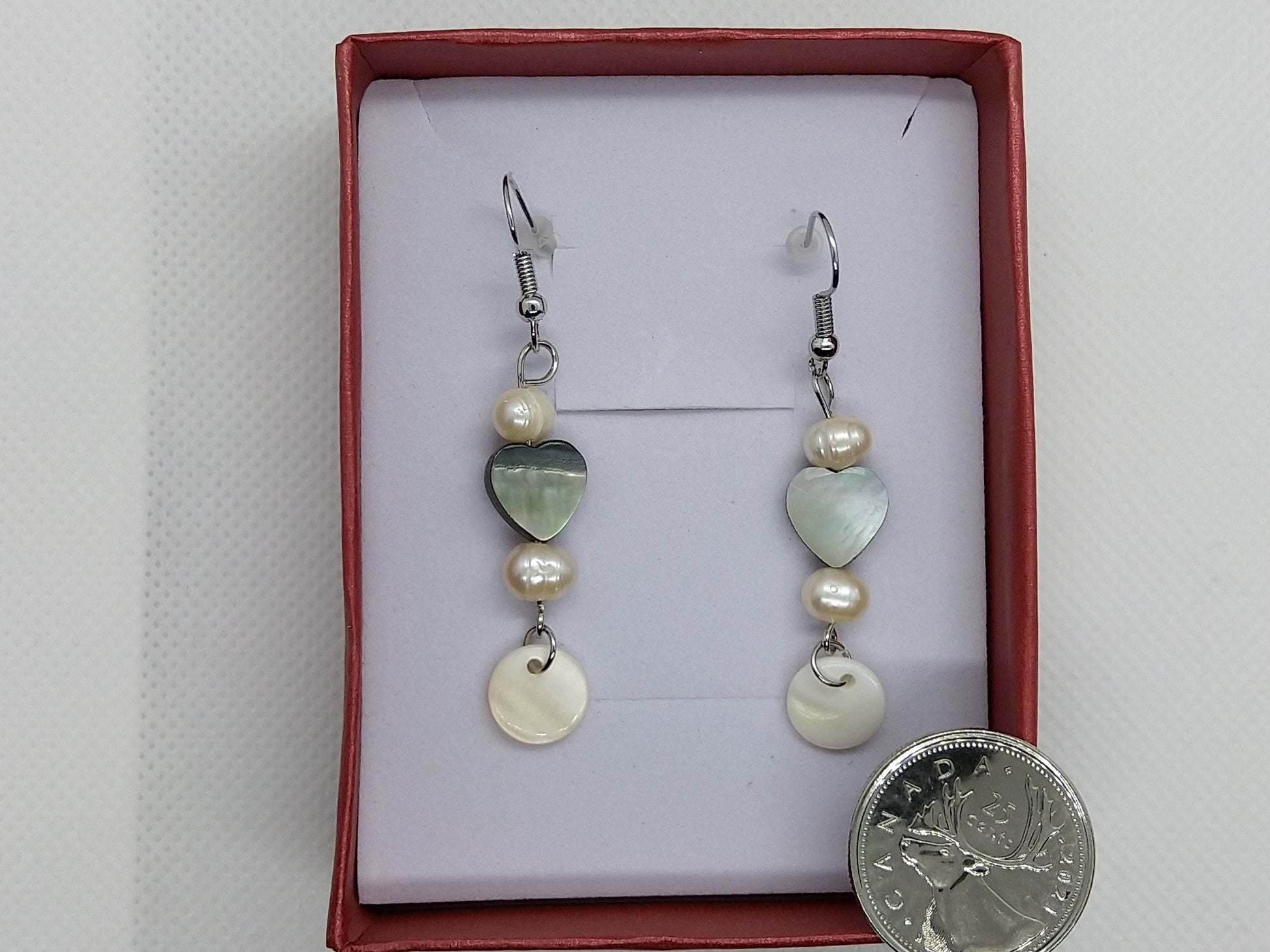 Earrings - Fresh Water Pearls w/Mother of Pearl_long - tinartist - beaded jewelry