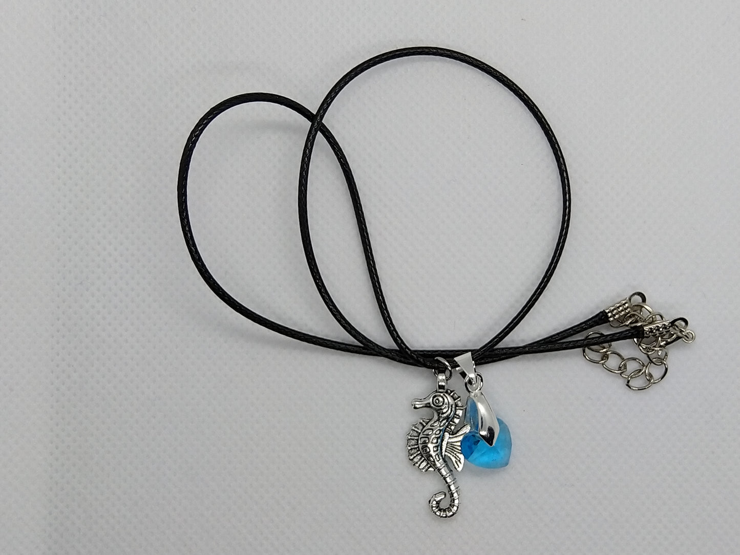 Necklace - Seahorse w/Blue Heart - tinartist - beaded jewelry