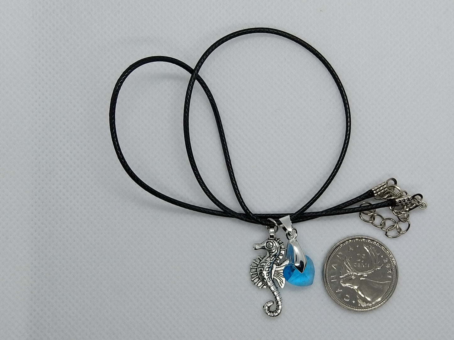 Necklace - Seahorse w/Blue Heart - tinartist - beaded jewelry