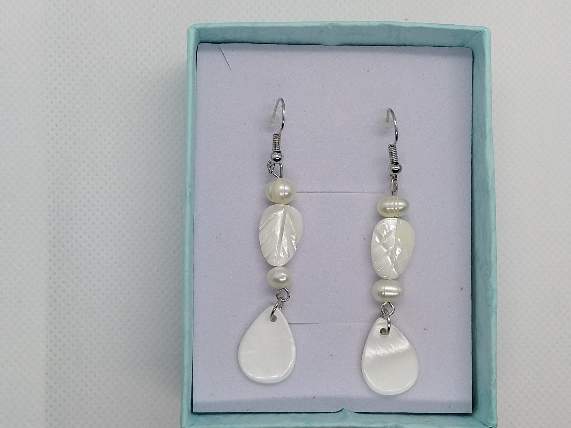 Earrings - Mother of Pearl w/Freshwater Pearls - tinartist - beaded jewelry