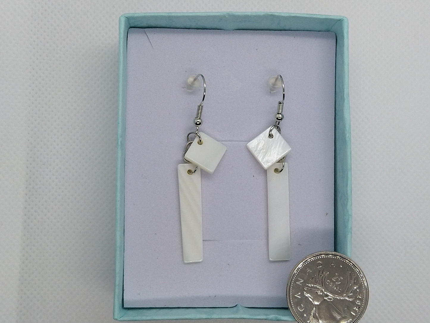 Earrings - Squares with mother of pearl