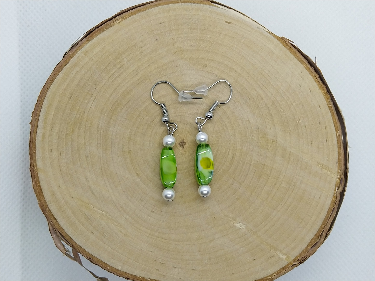 Earrings - Green Daisy