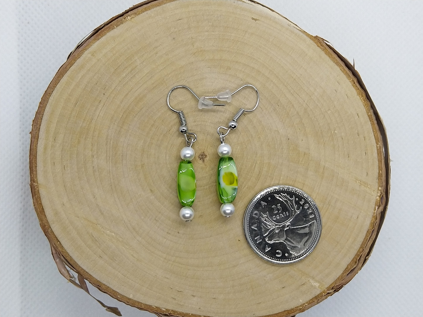 Earrings - Green Daisy