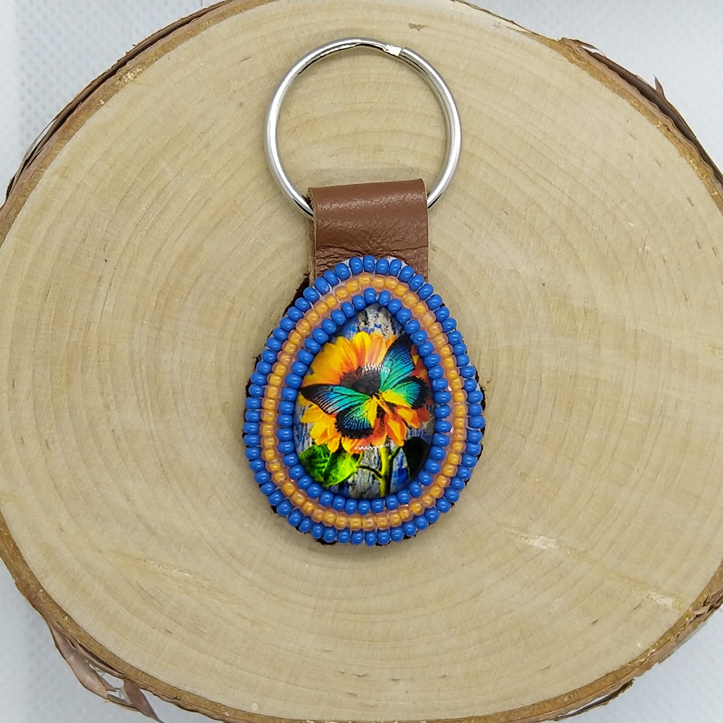 Keychain - Butterfly with Sunflower