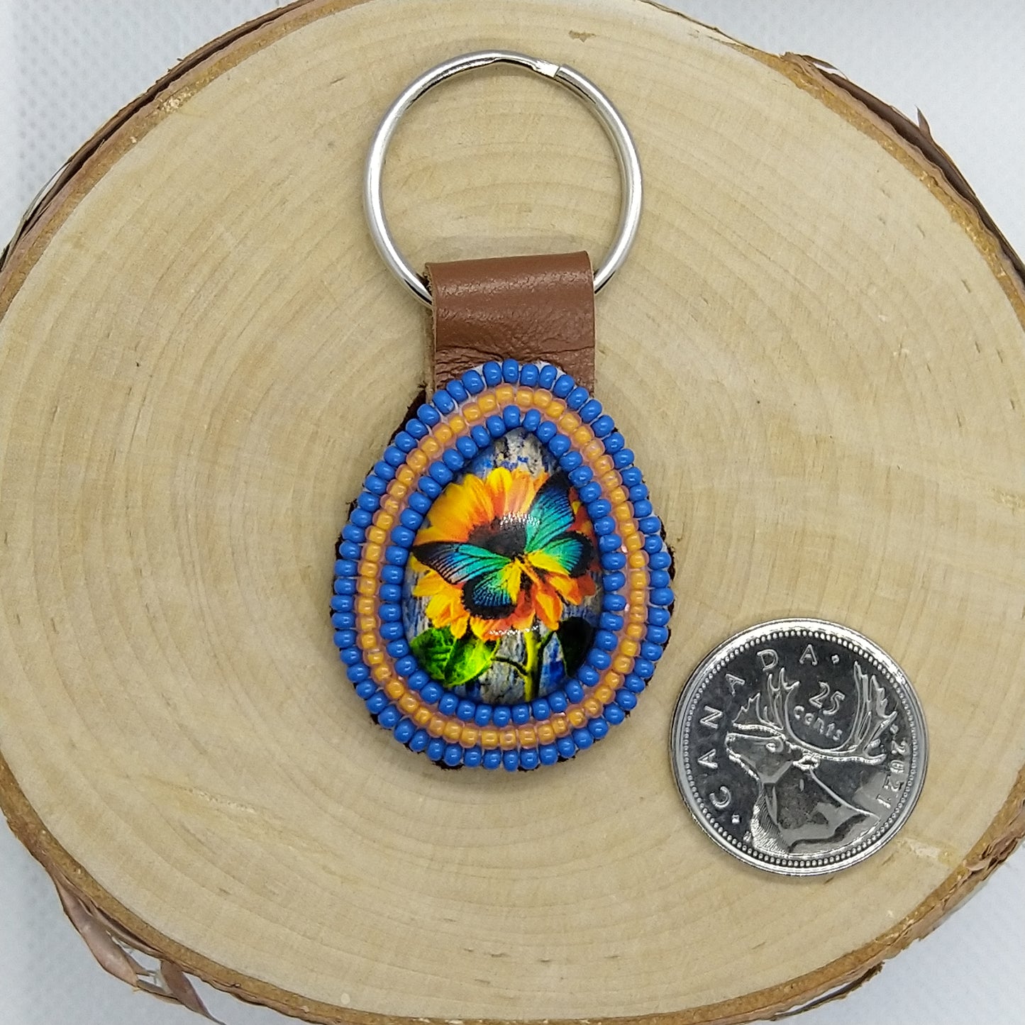 Keychain - Butterfly with Sunflower