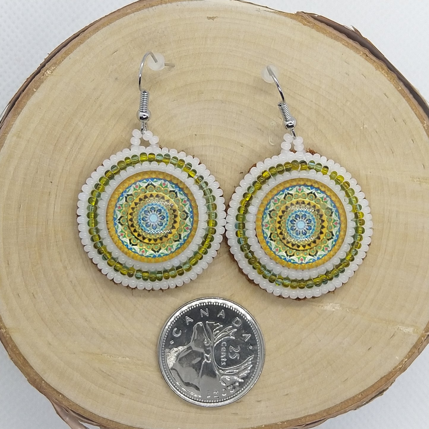 Earrings - Mosaic Green Yellow