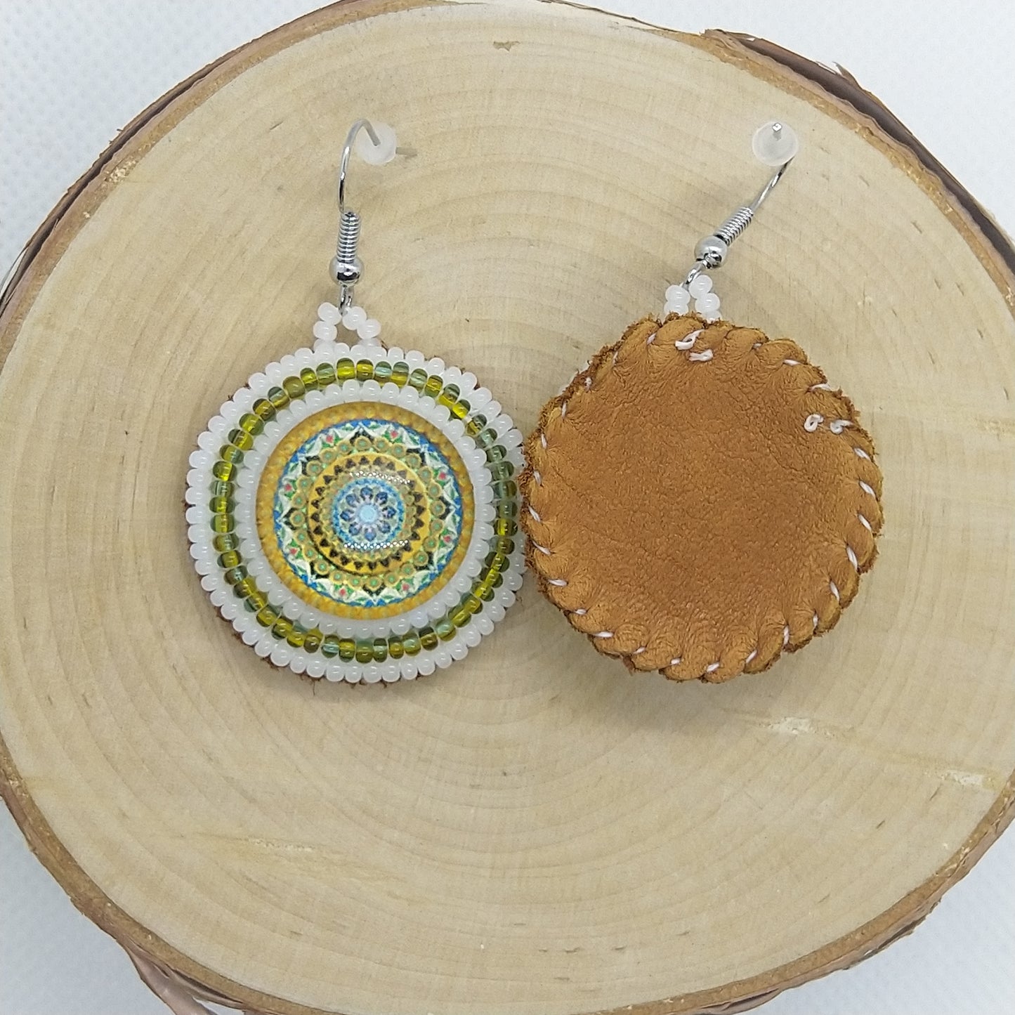 Earrings - Mosaic Green Yellow