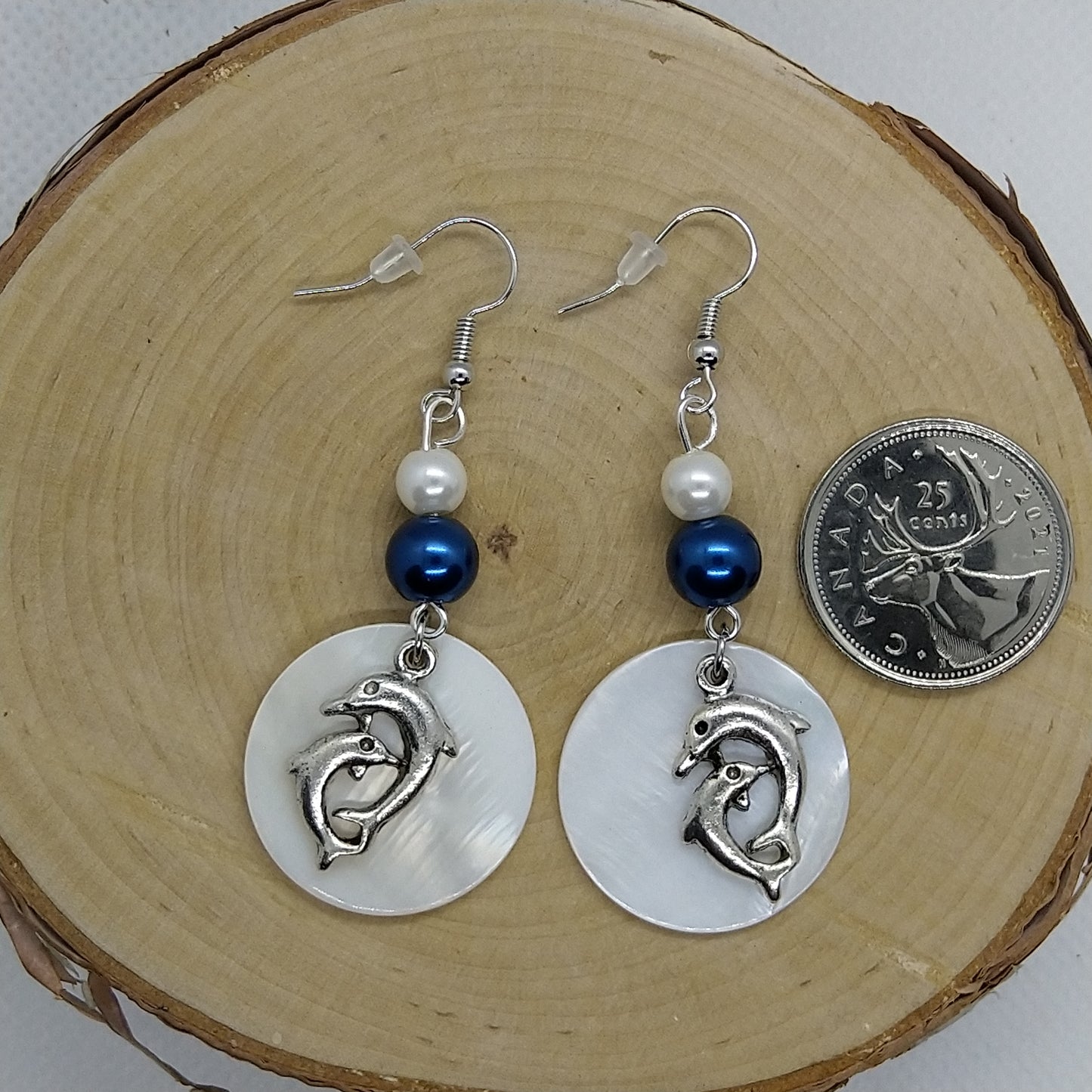 Earrings - Dolphins with Mother of Pearl II