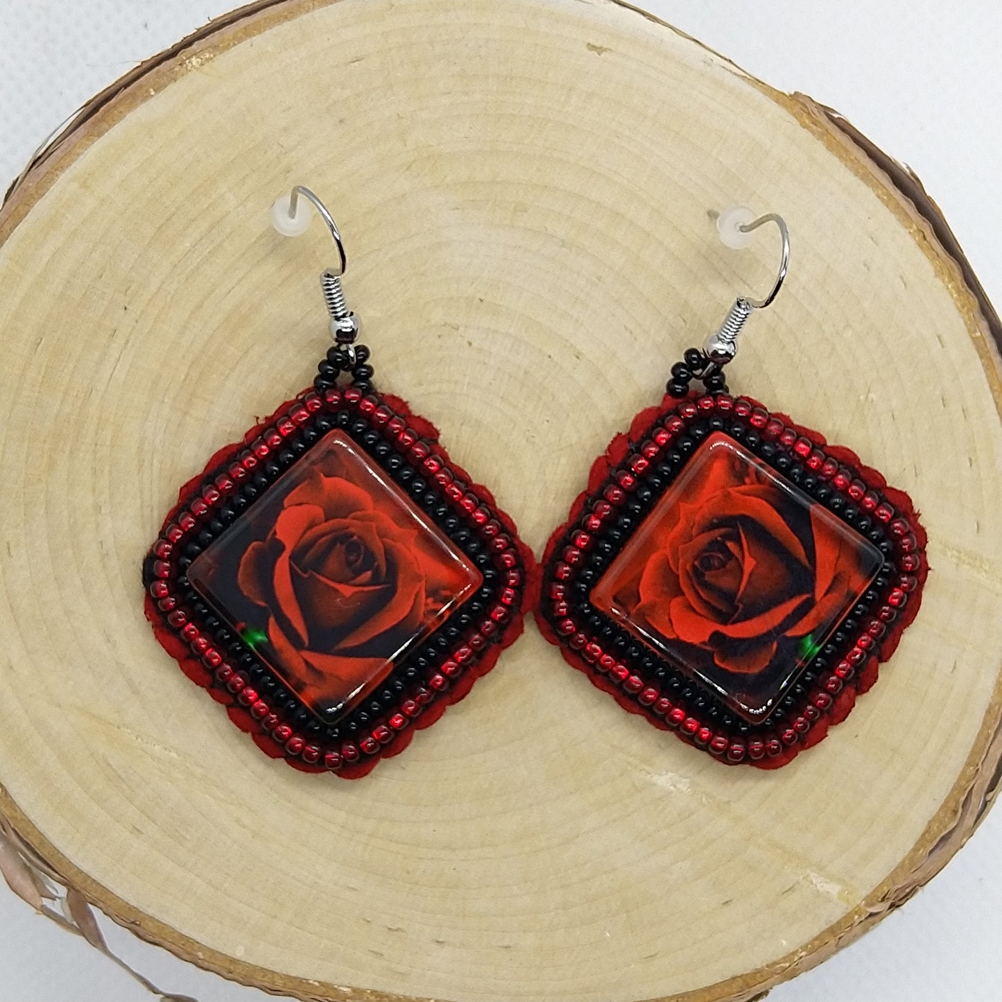 Earrings - Red Rose