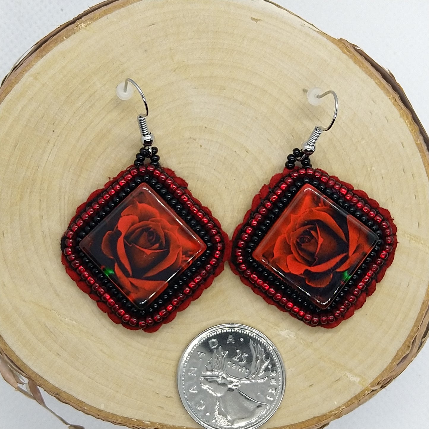 Earrings - Red Rose