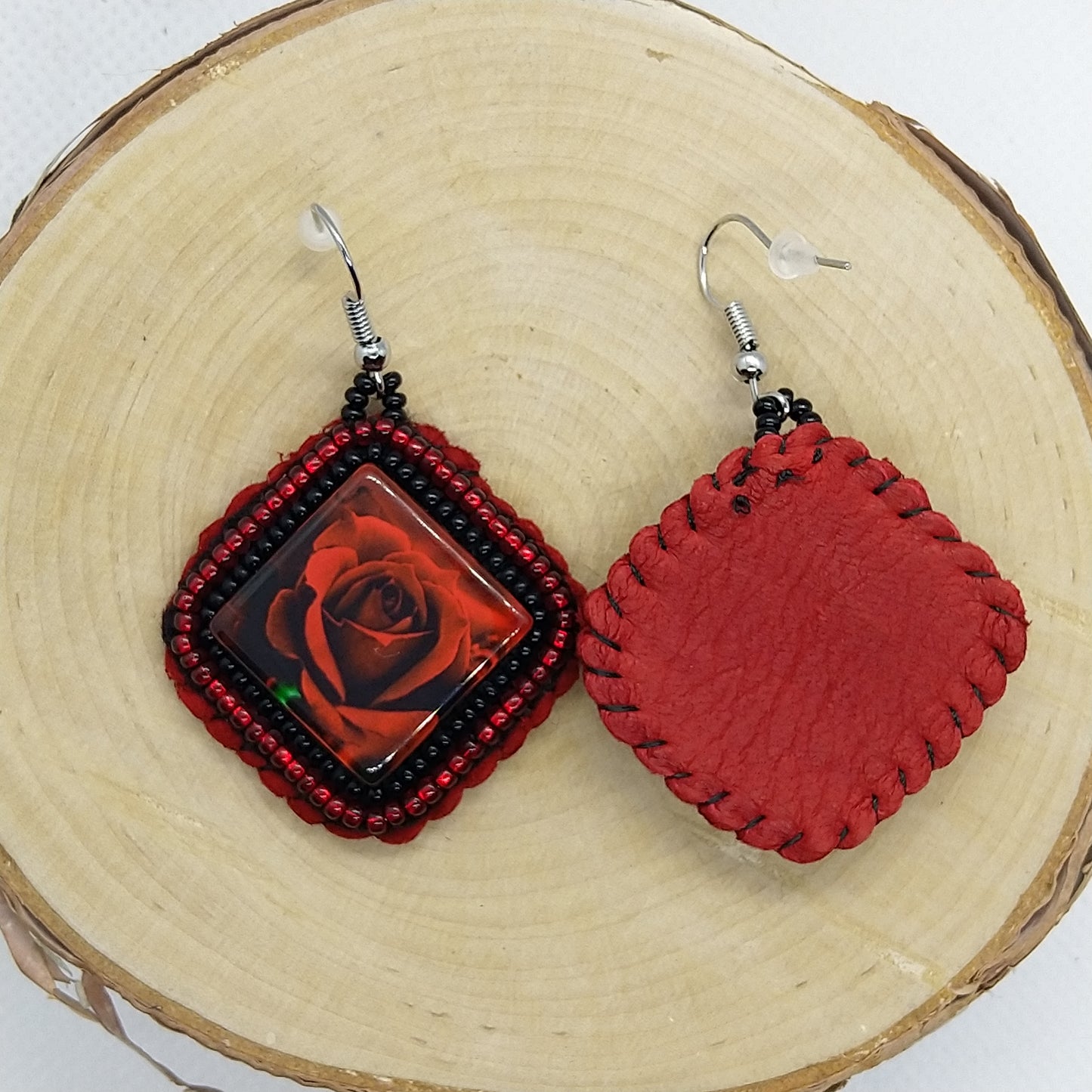 Earrings - Red Rose