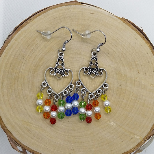 Earrings - Rainbow Hearts