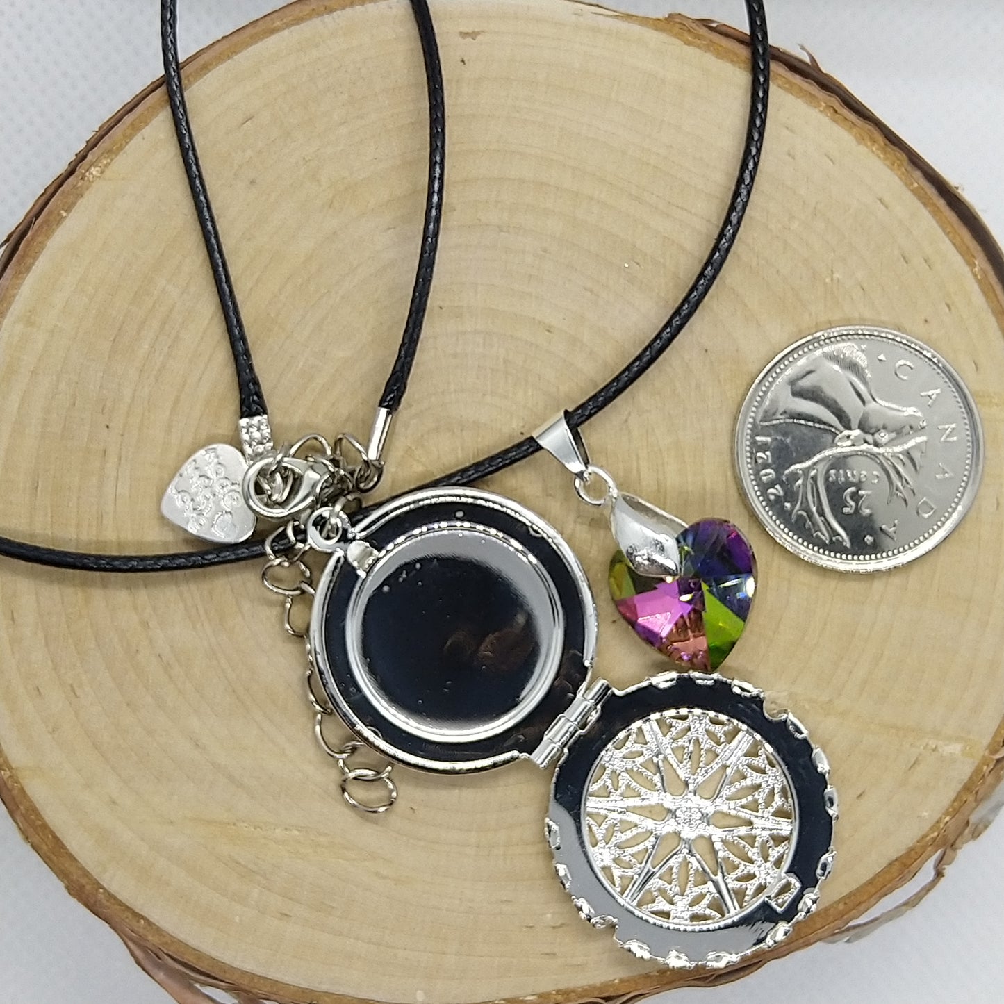 Necklace - Silver Locket with Glass Heart