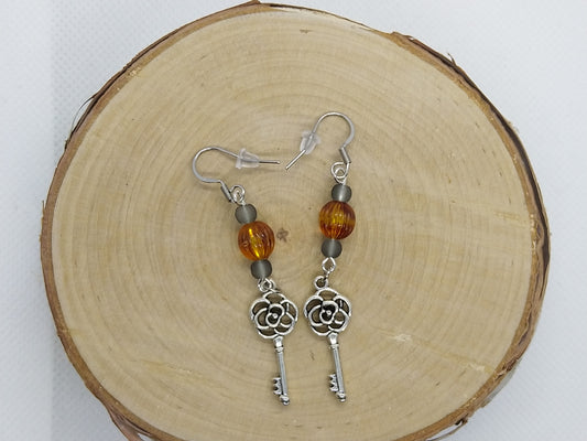 Earrings - Halloween Rose Keys